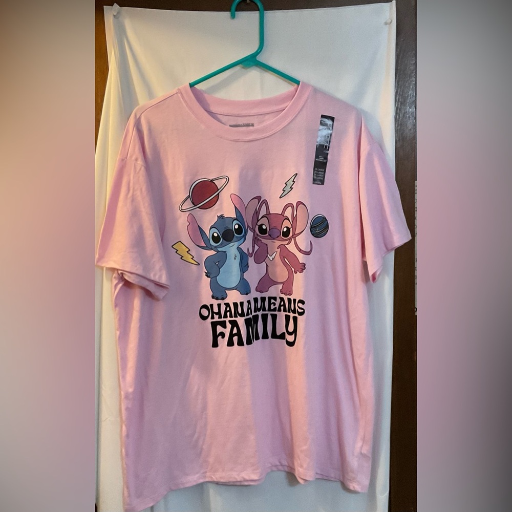 Disney: Angel and Stitch pink short sleeve graphic tee shirt by Freeze size xxl.